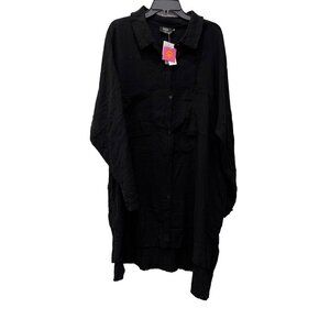 New Lala Women's Size L/XL Made Me Do It Oversized Button Up Shirt Black *Defect